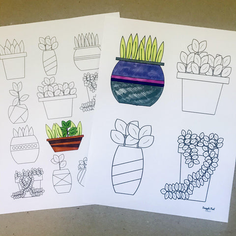 Plant Coloring Collection (4 pages) - Snuggle Fuel